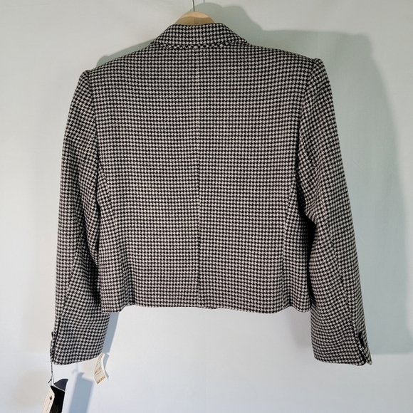 NWT SASSON Paris NY Houndstooth Wool Blend Cropped Jacket Sz 14/15 One Button - Picture 6 of 11